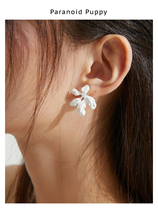 FLOWER OPEL EARRINGS-Freesia