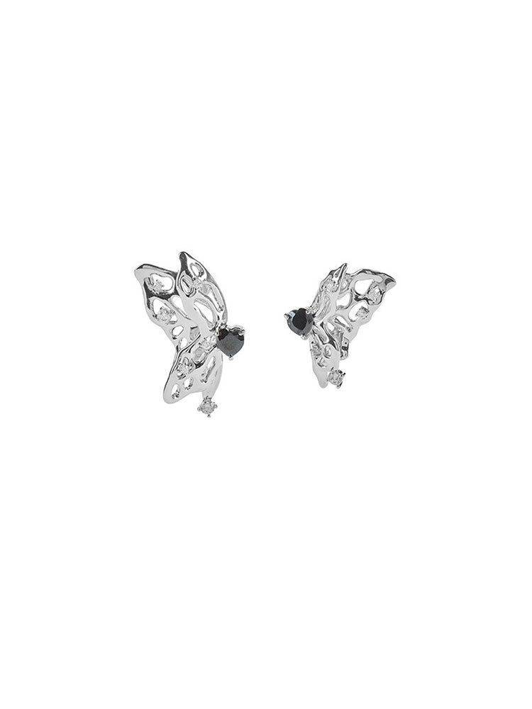 HEAVY METAL BUTTERFLY METAL EARRINGS-COCOON BREAK