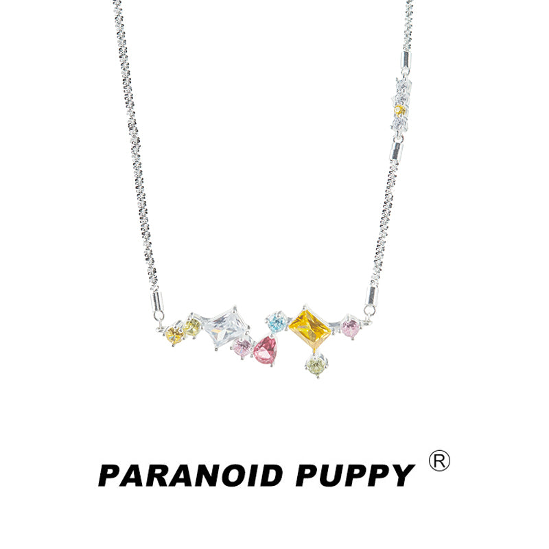 PUPPY LOVE COLOR STONE NECKLACE-BLOOMING