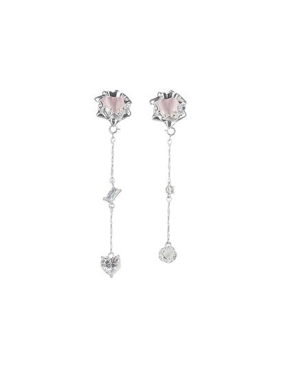 PINK HEART FRINGE OPAL ONYX EARRINGS-ENCOUNTER