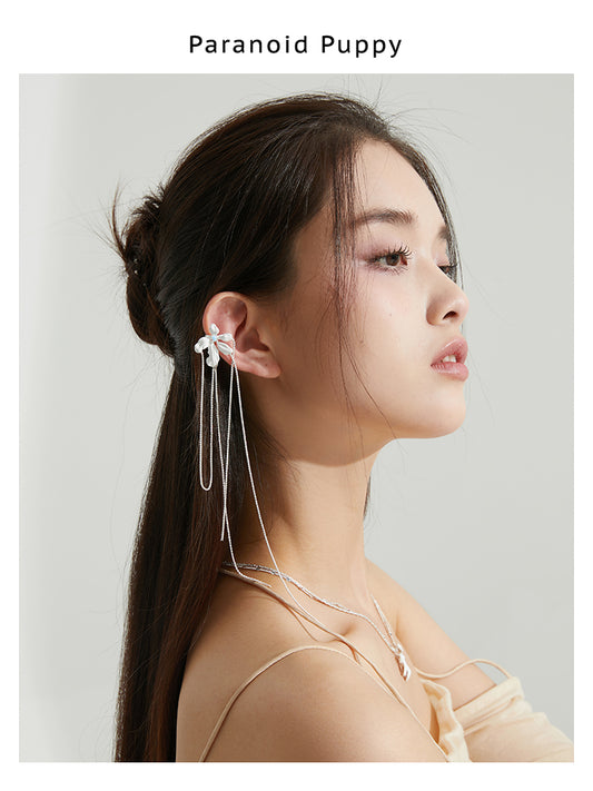 FLOWER OPAL TASSEL EAR BONE CLIP —FREESIA