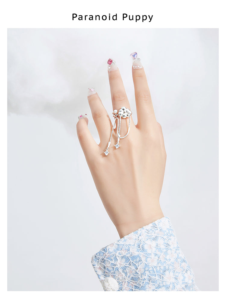 CLOUD ZIRCON PEARL CHAIN TASSEL OPEN ERRINGS- CLOUD COLLECTOR