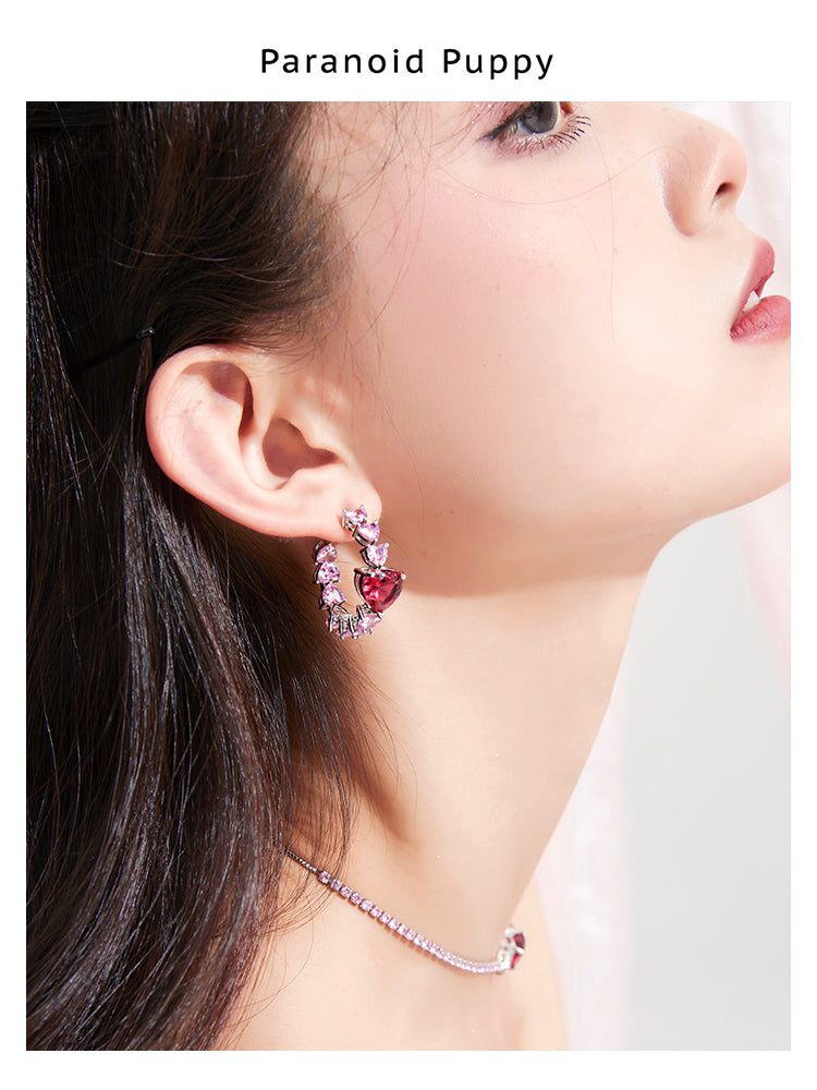 RED HEART JEWEL BAROQUE EARRING-WINGS