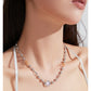 OPAL STEEL BALL PERSONALITY CLAVICLE CHAIN NECKLACE-POACHED EGG