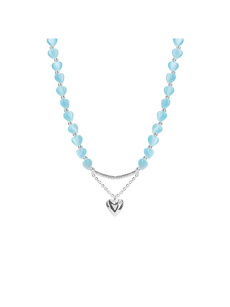 MINT GREEEN OPAL HEART NECKLACE-MINT