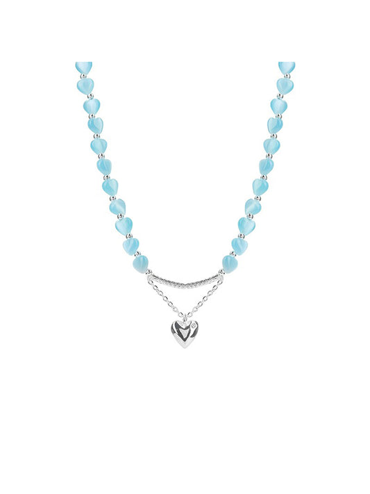 MINT GREEEN OPAL HEART NECKLACE-MINT