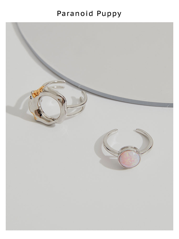 OPAL STEEL BALL PERSONALITY CLAVICLE CHAIN RING-POACHED EGG