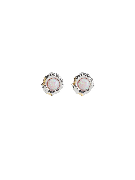 OPAL STEEL BALL PERSONALITY ERRINGS-POACHED EGG