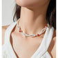 FANDA PEARL BEADS WRAP CLAVICLE CHAIN NECKLACE-ORANGE SPARKLING WATER