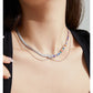 CORORED GEMSTONE BOW FRINGE NECKLACE-STAR FULL