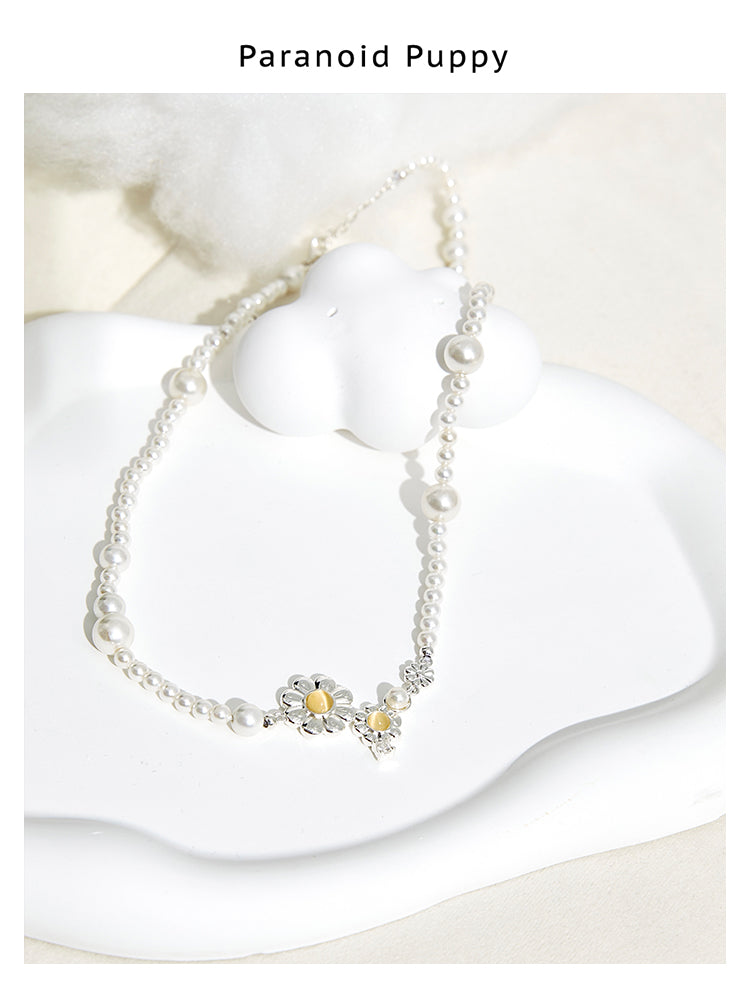 DAISY PEARL OPALS BEADS BIND NECKLACE-DAISY