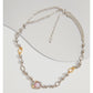 OPAL STEEL BALL PERSONALITY CLAVICLE CHAIN NECKLACE-POACHED EGG