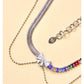 CORORED GEMSTONE BOW FRINGE NECKLACE-STAR FULL