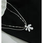 FLOWER OPEL DOUBLE LAYER NECKLACE-Freesia