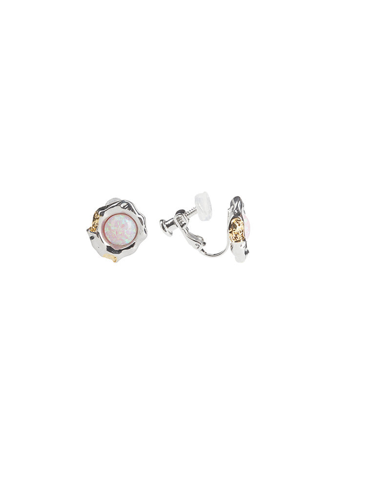 OPAL STEEL BALL PERSONALITY ERRINGS-POACHED EGG