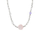 NATURAL PINK ROSE AGATE SOLID CRUSH SILVER STERLIN SILVER NECKLACE-CONSTANCE
