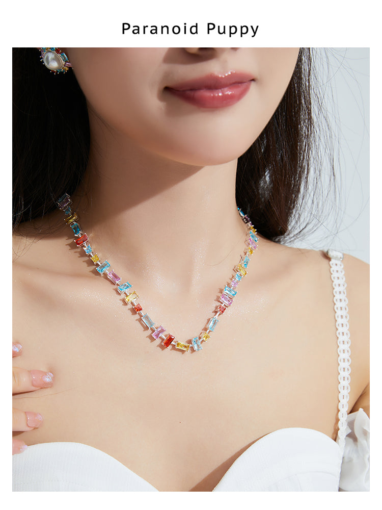Oxidised Silver Traditional Multi-Colored Stone Choker Necklace - Beatnik