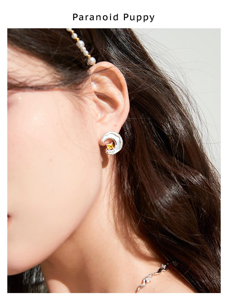 PINCTADE MAXIMA MOON WITH STAR STUD EARRINGS-DAYBREAK