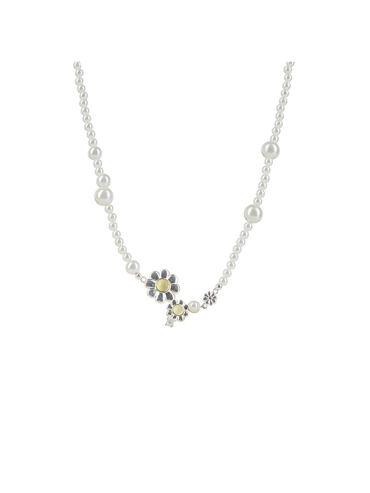 DAISY PEARL OPALS BEADS BIND NECKLACE-DAISY