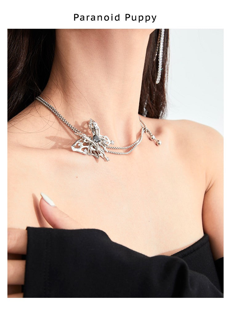 HEAVY METAL BUTTERFLY METAL NECKLACE-COCOON BREAK