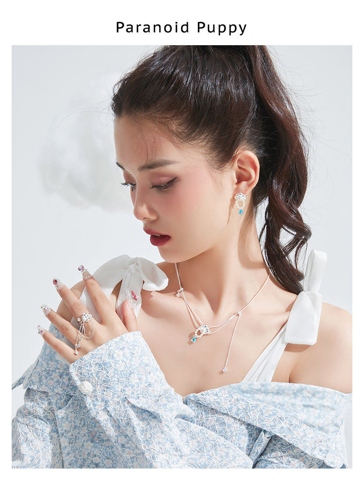 CLOUD ZIRCON PEARL CHAIN TASSEL OPEN ERRINGS- CLOUD COLLECTOR