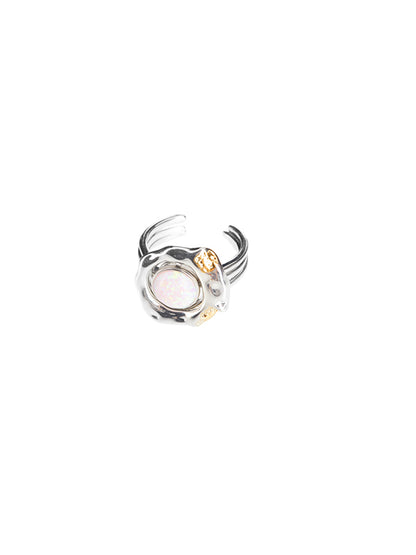 OPAL STEEL BALL PERSONALITY CLAVICLE CHAIN RING-POACHED EGG