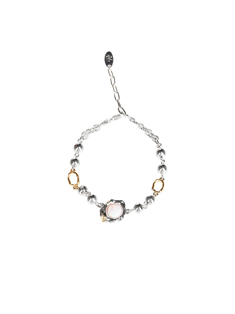 OPAL STEEL BALL PERSONALITY CLAVICLE CHAIN BRACELET-POACHED EGG