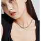 CORORED GEMSTONE BOW FRINGE NECKLACE-STAR FULL