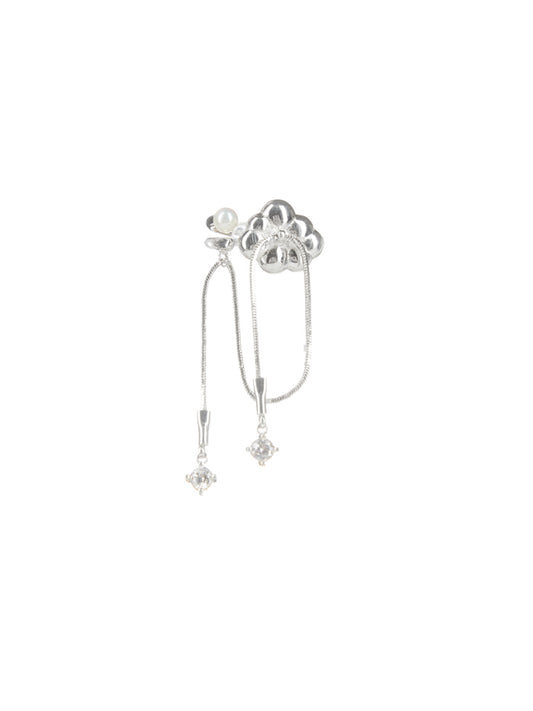 CLOUD ZIRCON PEARL CHAIN TASSEL OPEN ERRINGS- CLOUD COLLECTOR