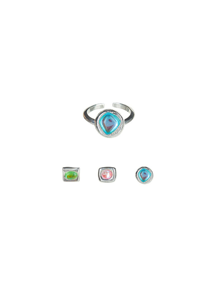 COLORED GLASS CANDY OPENING ADJUSTABLE RING-CANDY