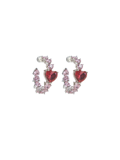 RED HEART JEWEL BAROQUE EARRING-WINGS