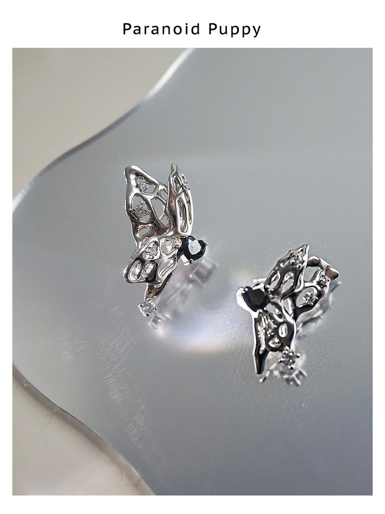 HEAVY METAL BUTTERFLY METAL EARRINGS-COCOON BREAK