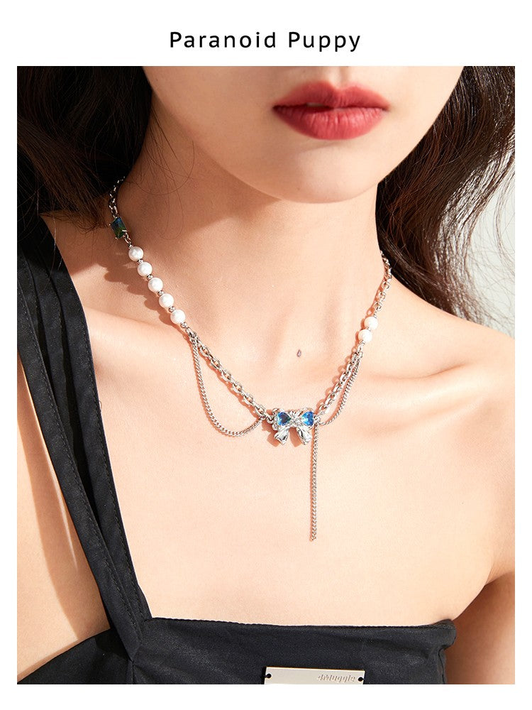 TUEQUOISE TOURMALINE PEARL NECKLACE-FREEDOM