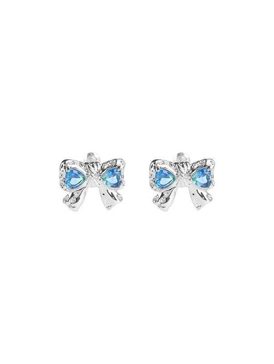 TOURMALINE BOW PEARL STUD EARRINFS-FREEDOM