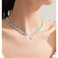 MINT GREEEN OPAL HEART NECKLACE-MINT