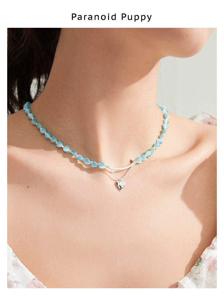 MINT GREEEN OPAL HEART NECKLACE-MINT