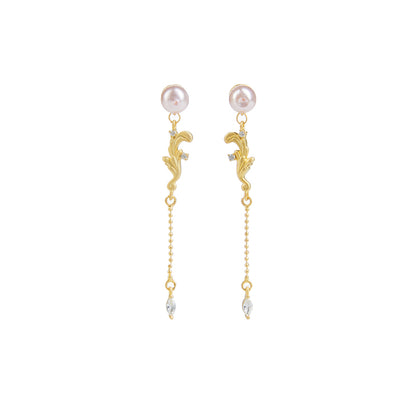 PEARL 925 STERLING SILVER TEMPERAMENT VINTAGE BAROQUE EARRINGS-Aphrodite