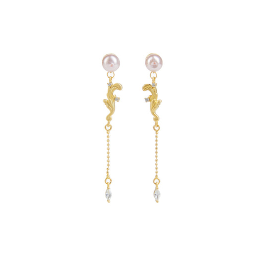 PEARL 925 STERLING SILVER TEMPERAMENT VINTAGE BAROQUE EARRINGS-Aphrodite